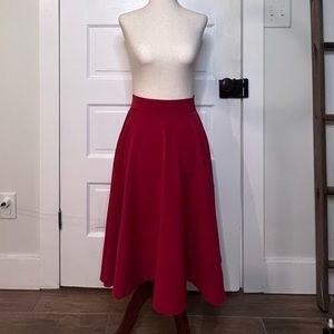 High waisted red swing skirt by Rock Steady from ModCloth